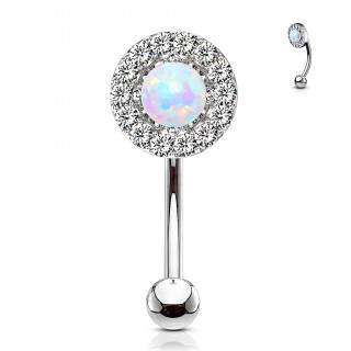 Piercing arcade  Opale banche cercle de strass