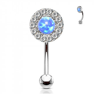 Piercing arcade  Opale bleue cercle de strass