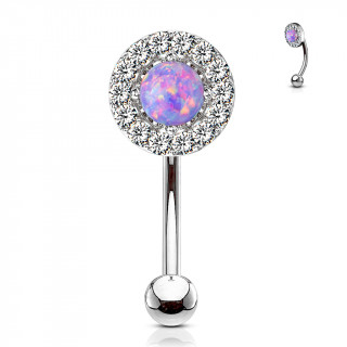 Piercing arcade  Opale pourpre cercle de strass