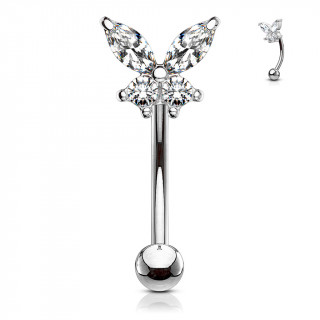 Piercing arcade  papillon pav de strass - Clair