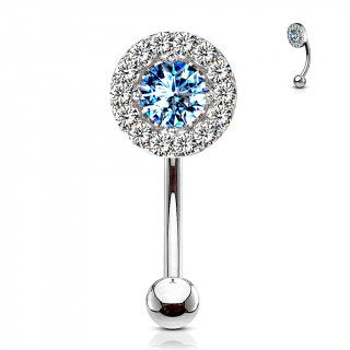 Piercing arcade  pierre cercle de strass - Clair et bleu aqua