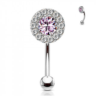 Piercing arcade  pierre cercle de strass - Clair et rose