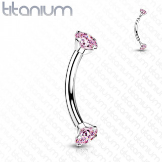 Piercing arcade Titane G23  Filetage interne et strass - Rose