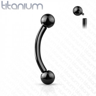 Piercing arcade Titane boules  filetage interne - Noir