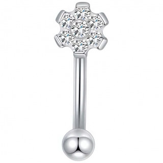 Piercing arcade Titane � fleur de zirconiums (filetage interne)