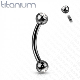 Piercing arcade Titane G23 noir  boules strass