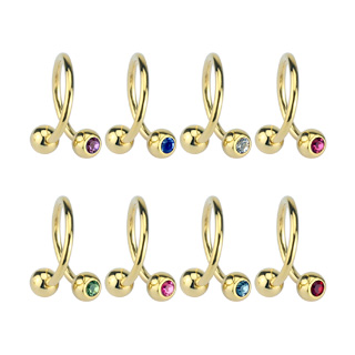 Piercing arcade twist plaqu or  boules avec strass