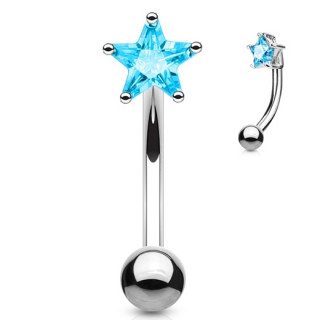 Piercing banane acier  toile strass bleu aqua