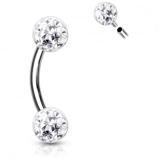 Piercing banane acier  boule frido (filetage interne) - Clair