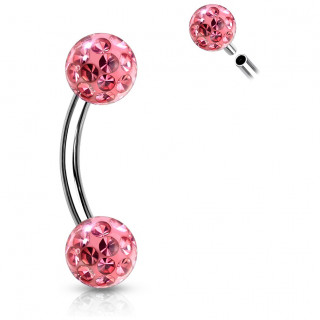 Piercing banane acier  boule frido (filetage interne) - Rose