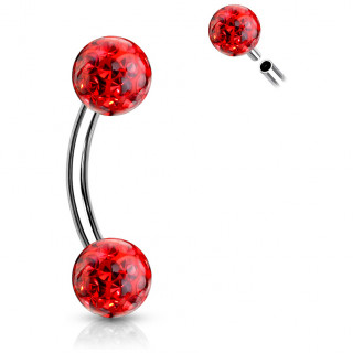 Piercing banane acier  boule frido (filetage interne) - Rouge