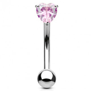 Piercing banane acier coeur griff rose