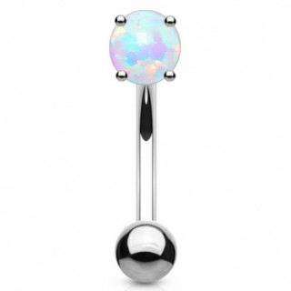 Piercing banane acier griffé opale blanche