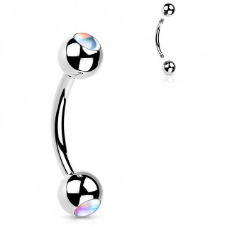 Piercing banane  boules serties de pierres iridescentes claires (arcade, hlix...)