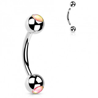 Piercing banane  boules serties de pierres iridescentes roses (arcade, hlix...)