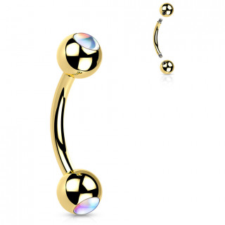 Piercing banane Dor  boules serties de pierres iridescentes (arcade, hlix...)