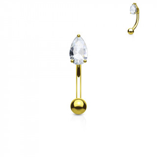 Piercing banane plaqu or  goutte zirconium