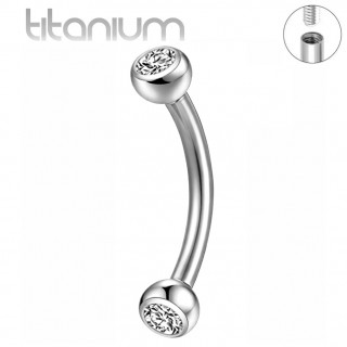 Piercing banane Titane � demi-sph�res serties zirconium (arcade, rook, jestrum...)