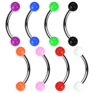 Piercing banane titane G23  boules acrylique colores