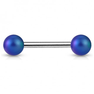 Piercing barbell  perles bleu mat