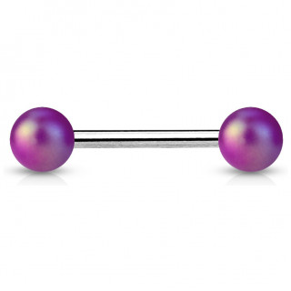 Piercing barbell  perles pourpre mat