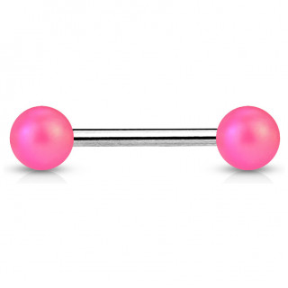 Piercing barbell à perles rose mat