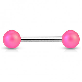 Piercing barbell  perles rose mat