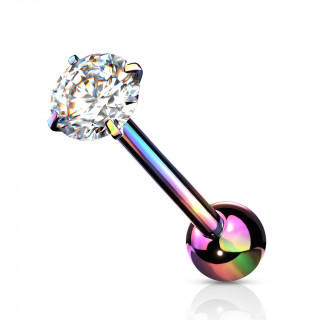 Piercing barbell acier arc en ciel  zirconium griff