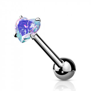 Piercing barbell acier  coeur zirconium griff - Aurore Borale