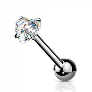 Piercing barbell acier  coeur zirconium griff - Clair