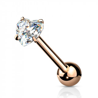 Piercing barbell acier cuivr  coeur zirconium griff