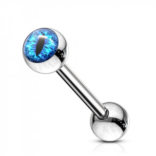 Piercing barbell acier  oeil de serpent - Bleu