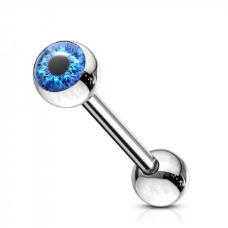 Piercing barbell acier  oeil humain - Bleu