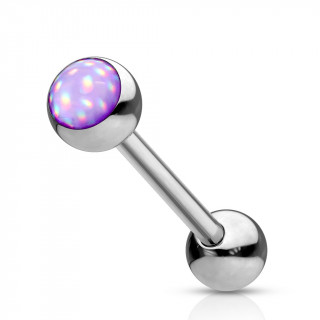 Piercing barbell acier serti epoxy - Pourpre