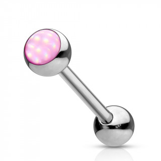 Piercing barbell acier serti epoxy - Rose