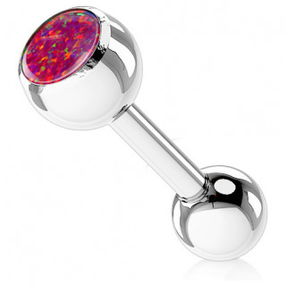 Piercing barbell acier serti opale rouge