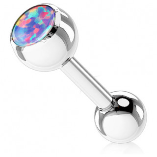 Piercing barbell acier serti opale violette