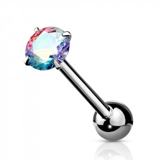 Piercing barbell acier à zirconium griffé - Aurore Boréale