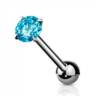 Piercing barbell acier  zirconium griff - Bleu aqua