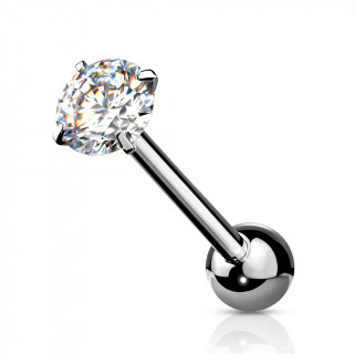 Piercing barbell acier à zirconium griffé - Clair