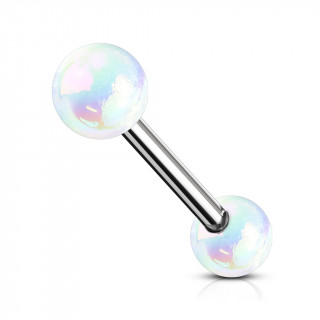 Piercing barbell  boules aspect mtalique - Blanc