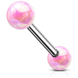 Piercing barbell  boules aspect mtalique - Rose