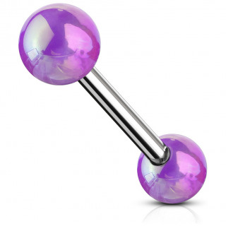 Piercing barbell à boules aspect métalique - Violet
