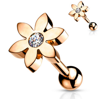 Piercing barbell cartilage  fleur sertie - Cuivr