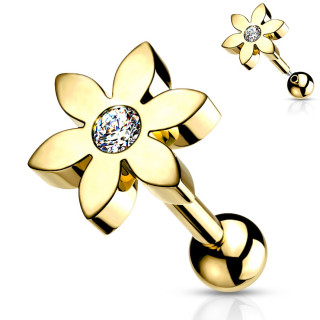 Piercing barbell cartilage  fleur sertie - Dor