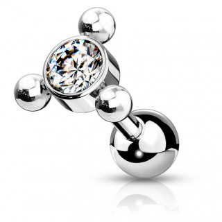 Piercing barbell cartilage boules et strass