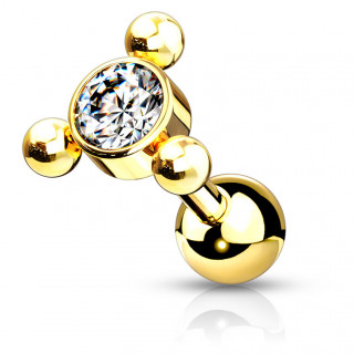 Piercing barbell cartilage boules et strass - Dor