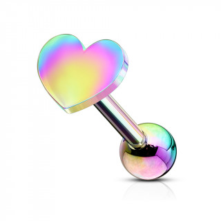 Piercing barbell cartilage  coeur - Arc en ciel (tragus, helix...)