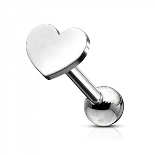 Piercing barbell cartilage  coeur - Inox (tragus, helix...)