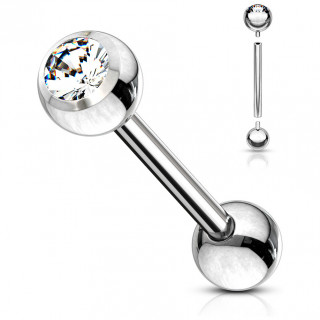 Piercing barbell filetage interne acier  boule strass